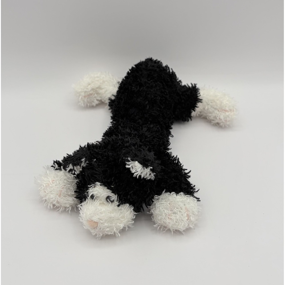 Russ Berrie Purdy Cat Beanie Soft Toy Kitty Black White Laying Down 8"